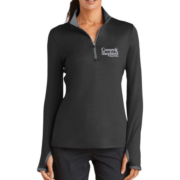 Comey & Shepherd Embroidered - Ladies Dri FIT Stretch 1/2 Zip Cover Up Thumbnail